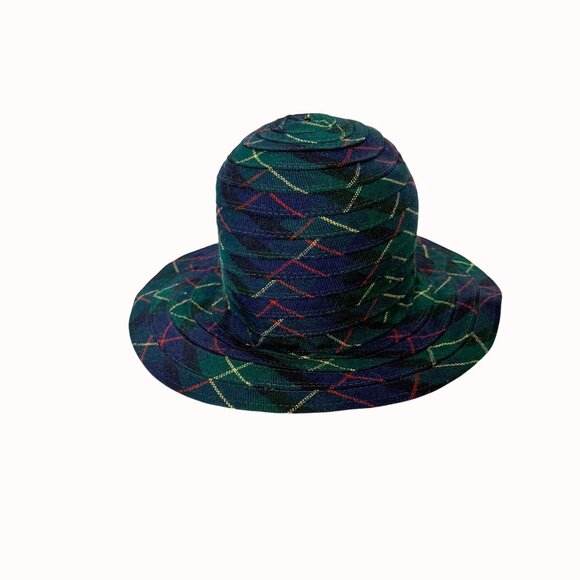 Tartan Plaid Bucket Hat VTG 90s Fall Streetwear Vibe Retro Festival Cap Ribbed - Picture 13 of 14